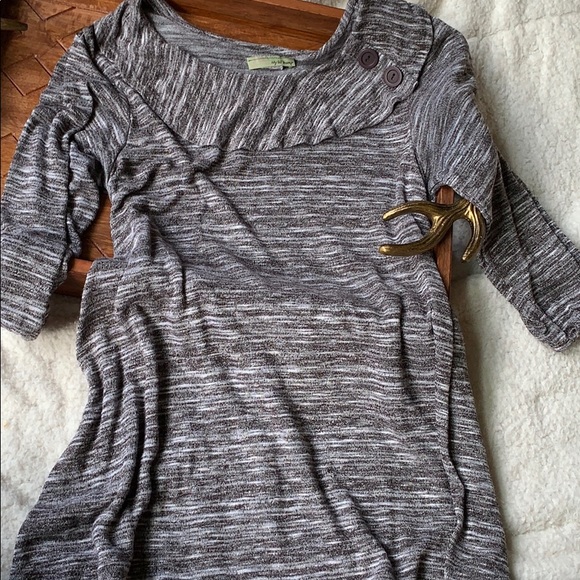 Maternity Sweater Heather Taupe Brown Small Button - Picture 1 of 1